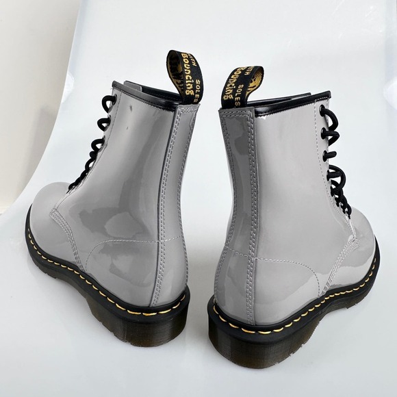 NIB Dr. Martins Patent Leather Combat Boots Gray US 9 - Picture 8 of 14